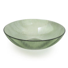 LARGE GREEN RIDGED GLASS BOWL