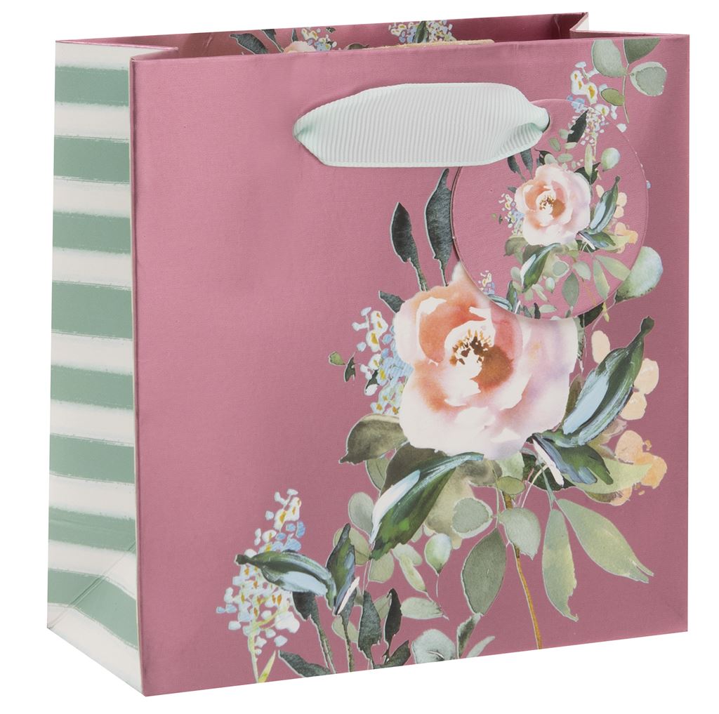 SMALL PINK FLORAL GIFT BAG