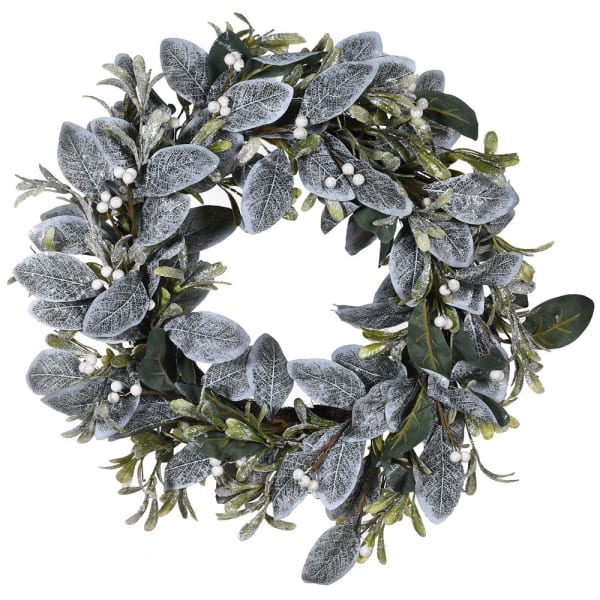 FROSTED LAUREL & MISTLETOE WREATH