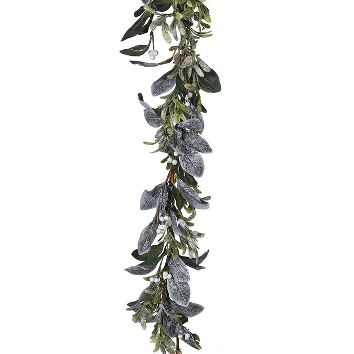 FROSTED LAUREL AND MISTLETOE GARLAND