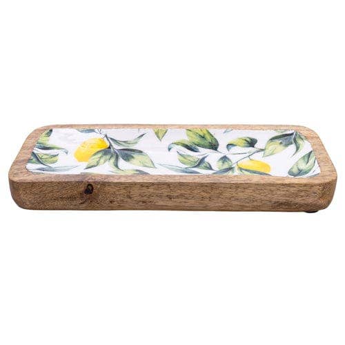 LEMON ENAMELLED MANGO WOOD TRAY