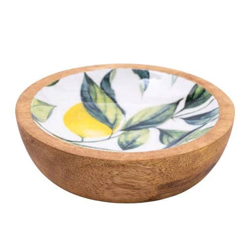 LEMON ENAMELLED MANGO WOOD SMALL BOWL