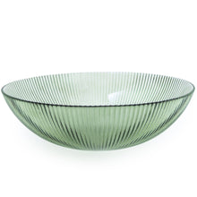 LARGE GREEN RIDGED GLASS BOWL