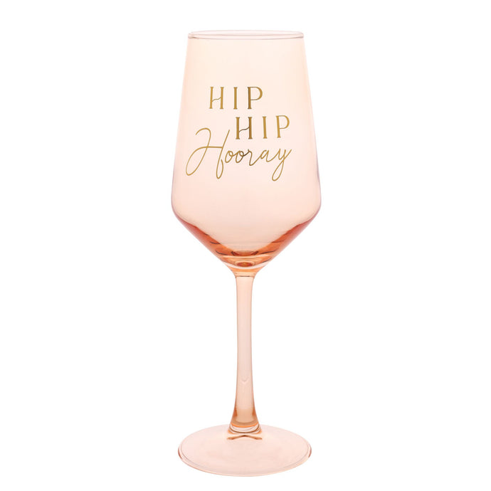 HIP HIP HOORAY WINE GLASS