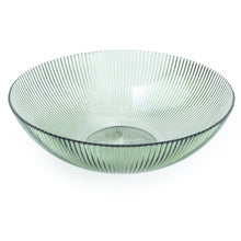 LARGE GREEN RIDGED GLASS BOWL