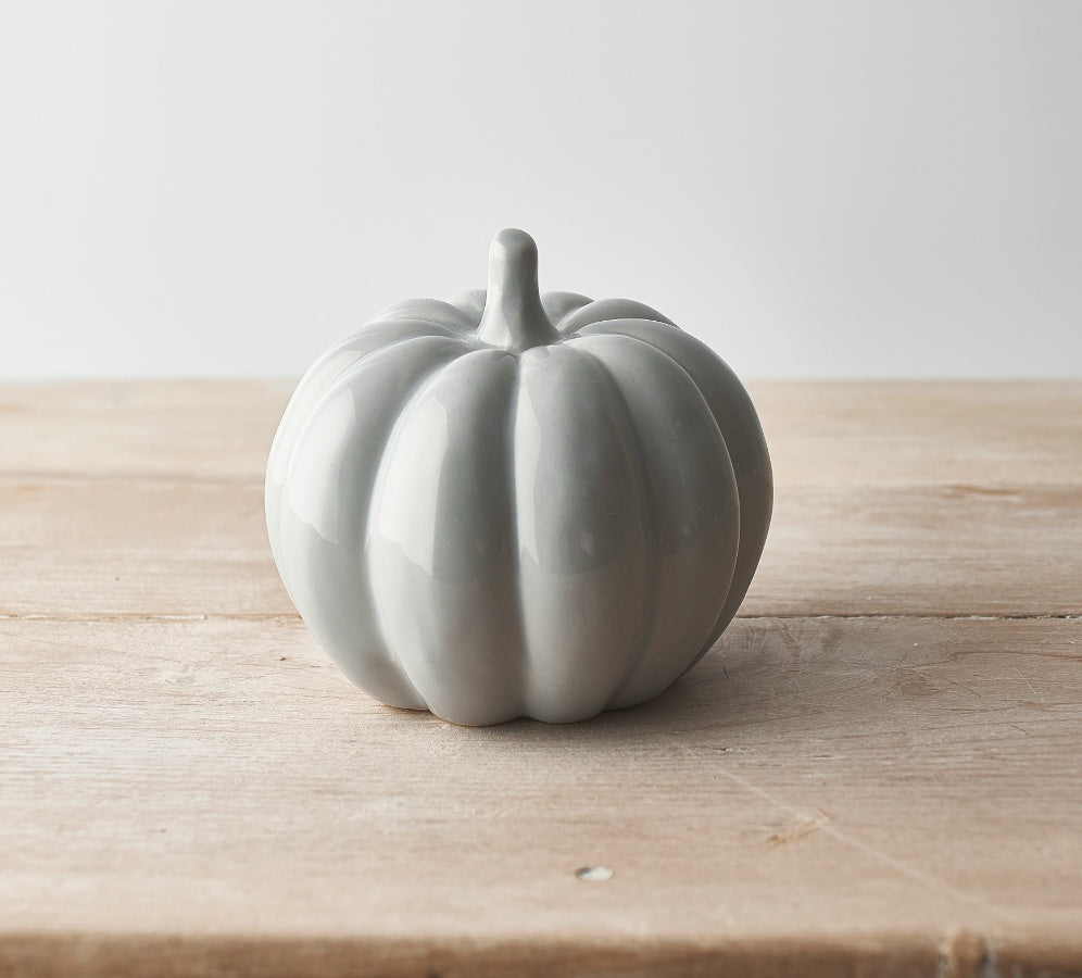 GREY CERAMIC PUMPKIN