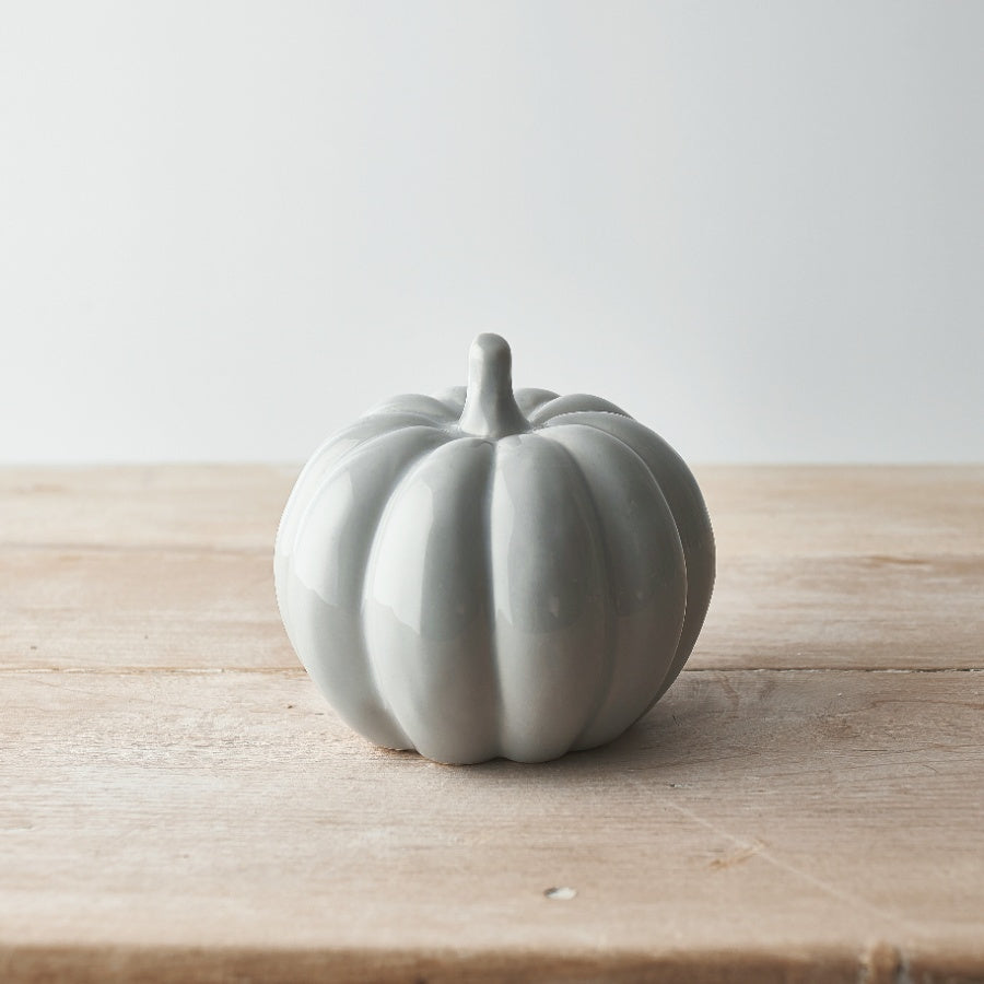 SMALL GREY CERAMIC PUMPKIN