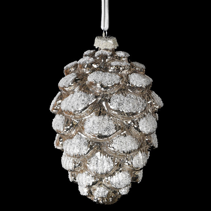 SILVER PINECONE BAUBLE